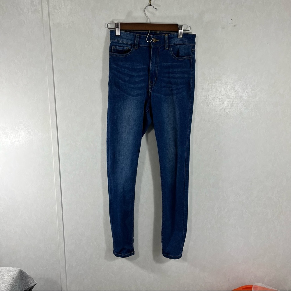 P-BKde Classic Blue Women's Skinny Jeans High Rise - small pull in front